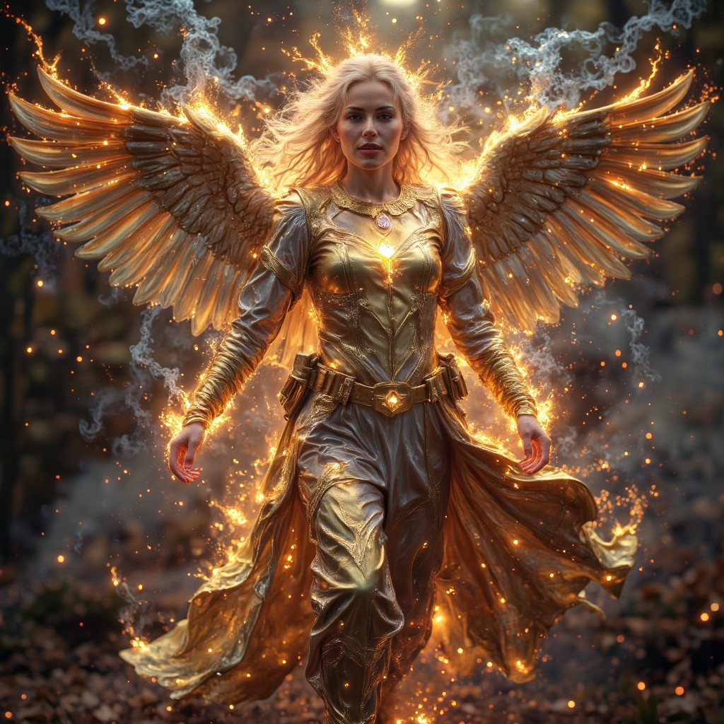 a masterpiece of woman radiating power, showcasing the beauty and strength of a woman evolution, hyperdetailed