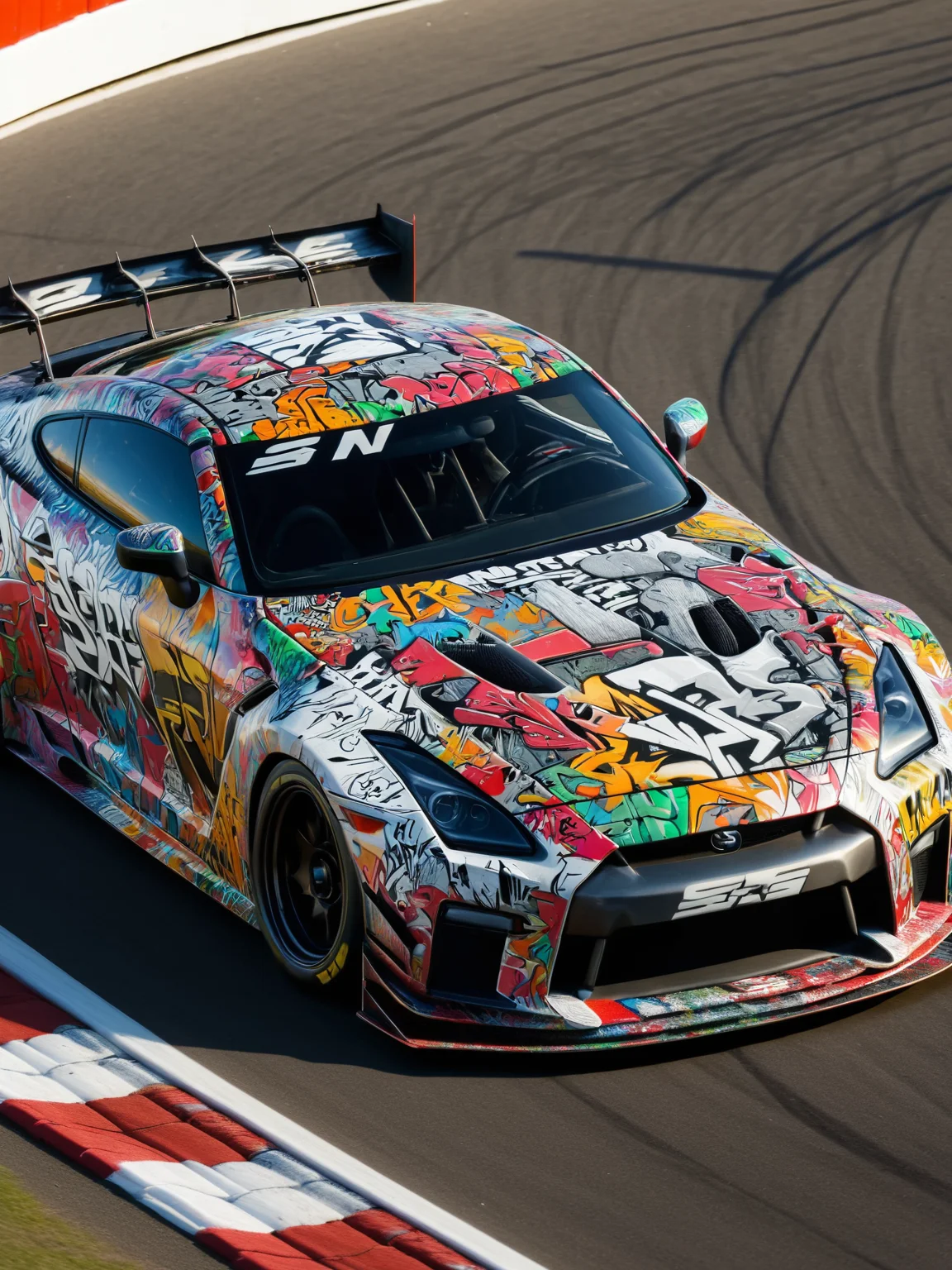 ais-graffiti sports car on a race track <lora:Graffiti_SDXL:1>