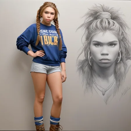 80's Teenager,Typical 80s Suburban Teenager,Artgerm,fashionable clothes,80's fashion, girl with neanderthal face standing, leg warmers, pony tails,bangles,too much make up,youthful appearance,full body,Pencil Sketches,sharp focus,studio photo,intricate details,highly detailed,by greg rutkowski,Watercolor,trending on artstation,sharp focus,studio photo,intricate details,highly detailed,ultra hd,realistic,vivid colors,highly detailed,UHD drawing,pen and ink,perfect composition,beautiful detailed intricate insanely detailed octane render trending on artstation,8k artistic photography,photorealistic concept art,soft natural volumetric cinematic perfect light,beautiful detailed intricate insanely detailed octane render trending on artstationby Albert Eckhout enchanting,Nikas Safronov,Gabriele Dell'otto,Charles Victor Thirion,Carl Eugen Keel,Carl Lundgren,pencil sketch, Mysterious, <lora:neanderthal-woman:1>cyberpunk bar interior