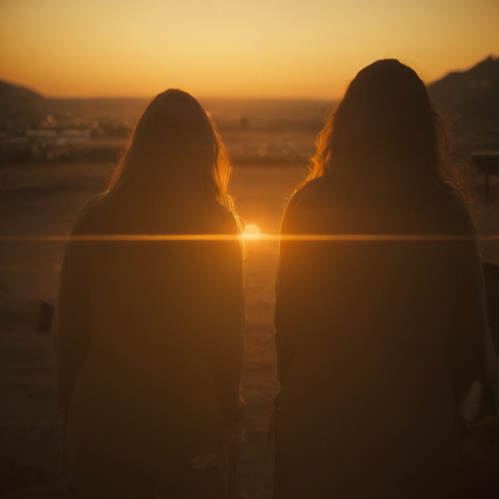 cinematic film still of  <lora:Warm Lighting Style:1>
warm light,a group of people standing in front of a sun,warm lighting style,multiple girls,from behind,scenery,sunset,sun,silhouette,orange theme 3200k, orange color, yellow color, warm color, straw color, golden color, covered in shadow, shallow depth of field, vignette, highly detailed, high budget, bokeh, cinemascope, moody, epic, gorgeous, film grain, grainy