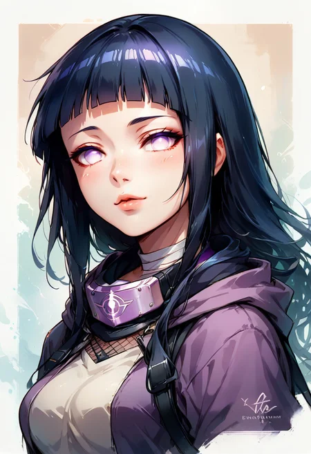 Faded Headshot, faded bottom, faded edges ,score_9,score_8_up,score_7_up,score_6_up,score_5_up,
1girl, hyuuga hinata, purple eyes, white eyes, blunt bangs, black hair, hime cut,
hooded jacket, fishnets, headband around neck, pants, hood, forehead protector, konohagakure symbol, boots, black footwear,
thighhighs, shorts, thigh strap, bandages, toeless footwear,
anatomy, perfect face, butt showing esthetically, abstract beauty, beautiful, centered, looking at the camera, approaching perfection, dynamic, moonlight, highly detailed, watercolor painting, artstation, concept art, smooth, sharp focus, illustration,
(upper body:1.2), (close up:1.5), portrait, medium breasts, close up, upper body, detailed, skin, texture, detailed skin texture,