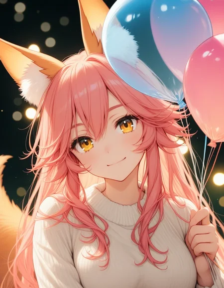 <lora:illustriousXLv01_stabilizer_v1.152:0.5><lora:contract_controller_illus01_v1:0.1>1girl,tamamo \(fate\),long hair,sweater,upper body,colorful,ambient light,holding balloon,transparent,looking at viewer,depth of field,bokeh,masterpiece,