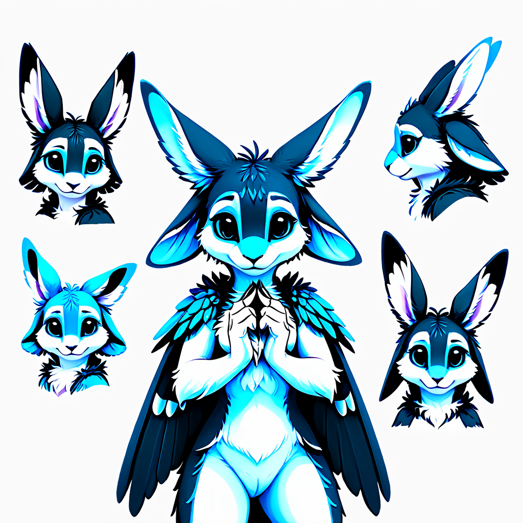 avali female ,(avali:1.5) ,( <lora:zavali_xl_2:1>:1.3) ,((ultra-detailed)), (four ears:1.9), (raptor body:1.3) , (fluffy chest:0.7),(winged arms:1.3) , 4 rabbit ears , ((3 fingers)), feather cover ,(simple sketch,:1.3) ,front view, 4 portraits separated by a frame (( by reysi:1.2)), (by vader-san:1.4) (solo:1.9) (internet troll face:1.4)