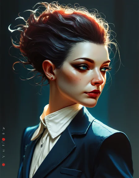 score_9, score_8_up, score_7_up, score_6_up, silhouette, A sophisticated full-body portrait of a woman in a tailored navy blue pantsuit with a fitted blazer and high-waisted trousers. The suit is paired with a silk blouse in a contrasting pale pink, her short, slicked-back hair adding to the modern, polished aesthetic., highly detailed, backlight <lora:ponys-dream:.9>