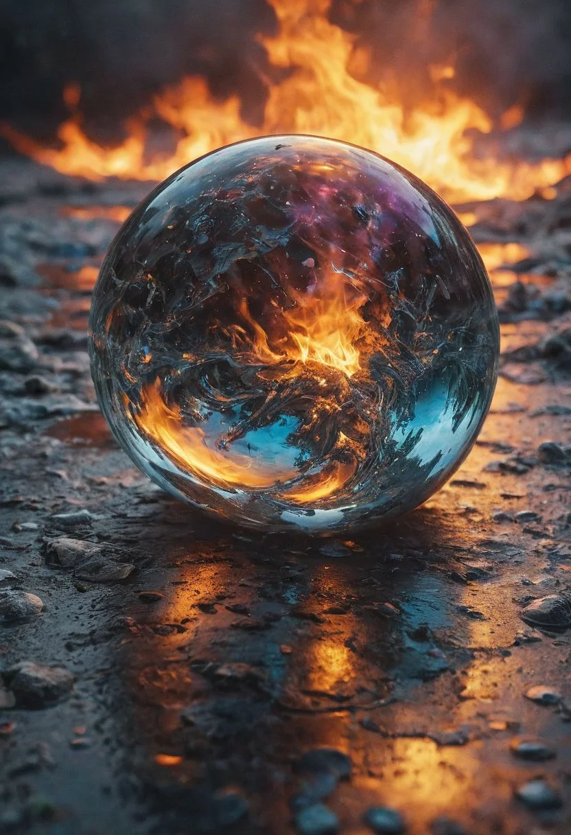 Sphere made with crystalline carapace, iridescence color, fine reflection, water on the floor, reflections, intricate complexity details,
Wide range of colors., fire and ice, Dramatic,Dynamic,Cinematic,Sharp details
Insane quality. Insane resolution. Insane details. Masterpiece. 32k resolution.