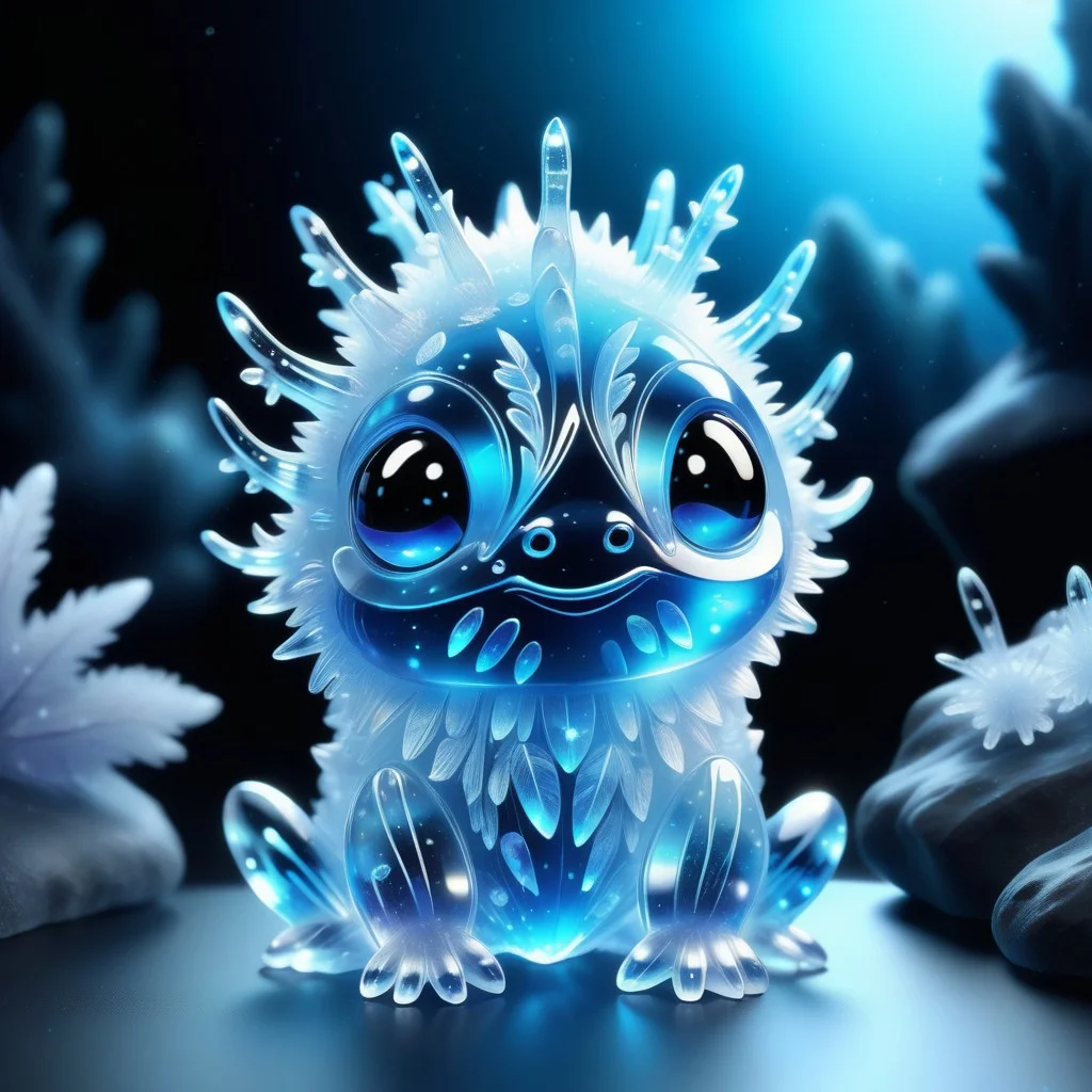 a cute creature made out of Jed-Blmicry, <lora:BioIceCrystalStyle-000006:0.7>, masterpiece, full of details,