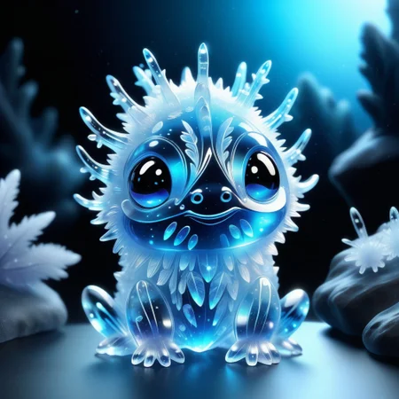 a cute creature made out of Jed-Blmicry, <lora:BioIceCrystalStyle-000006:0.7>, masterpiece, full of details,