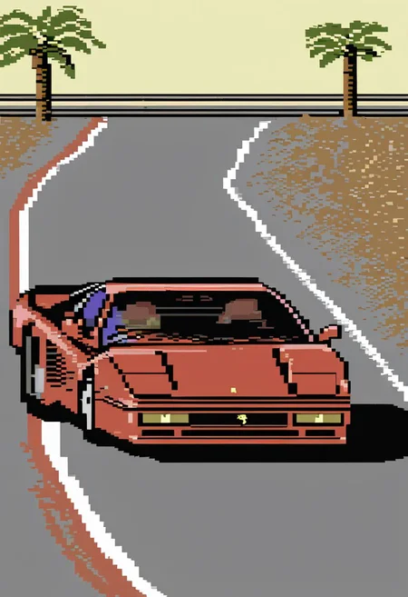 ferrari testarossa ,dither pixels, 64gr4ph1cs style<lora:C64XL-000005:0.8>