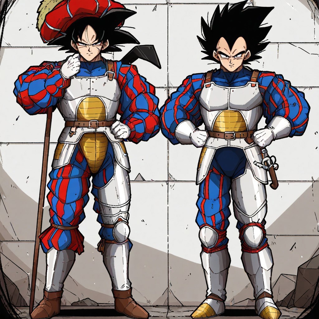 masterpiece, best quality, newest, absurdres, highres, mark_gavatino, mark gavatino style,
LKAV1.0, landsknecht, armor, belt, breastplate, chaperon hat, faulds, asymmetrical legwear, asymmetrical armor, puffy sleeves, puffy pants,
1boy, vegeta /(dragon ball/), spiked hair, black hair,








