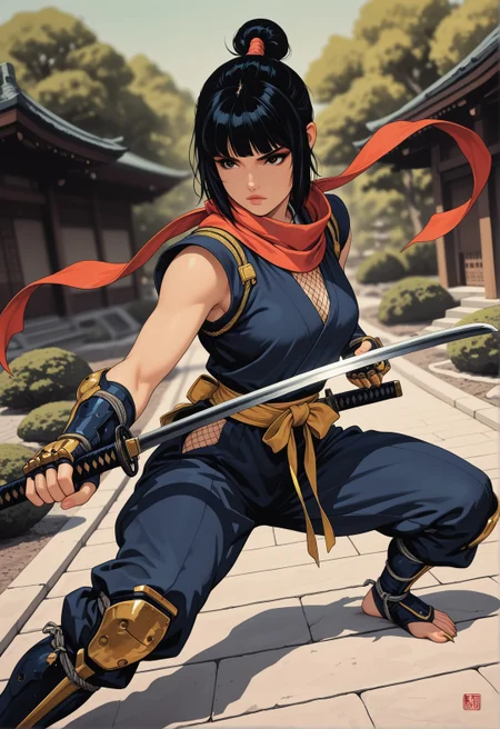 <lora:ck-shadow-circuit-IL:0.60>,
masterpiece, best quality, good quality, very aesthetic, absurdres, newest, 8K, depth of field, focused subject,
dynamic angle, a ninja, 1girl, fighting stance, long wolverine adamantium metal claws on knuckles, wielding a katana, japanese garden, sci-fi, illustration, retro
<lora:MoriiMee_Gothic_Niji_Style_Illustrious_r1:0.30>
<lora:ck-nc-cyberpunk-IL-000011:0.30>
 <lora:ck-70s-scifi-IL:0.40>