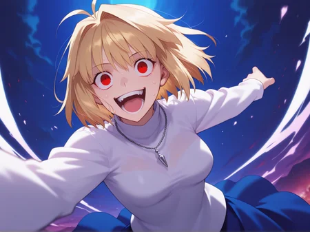 1girl, 
 Arcueid Brunestud, Tsukihime ,
 crazy, action, 
<lora:DarkfireKans3n_v2Final:1>