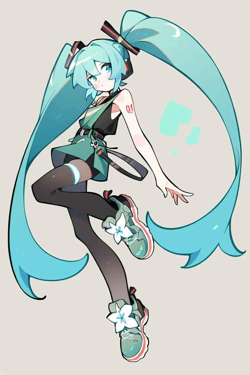 1girl,solo,simple background,fashion,stylish_pose,full body,hatsune miku,,<lora:HCQ@S-000020:1>, masterpiece, best quality, very aesthetic, absurdres
