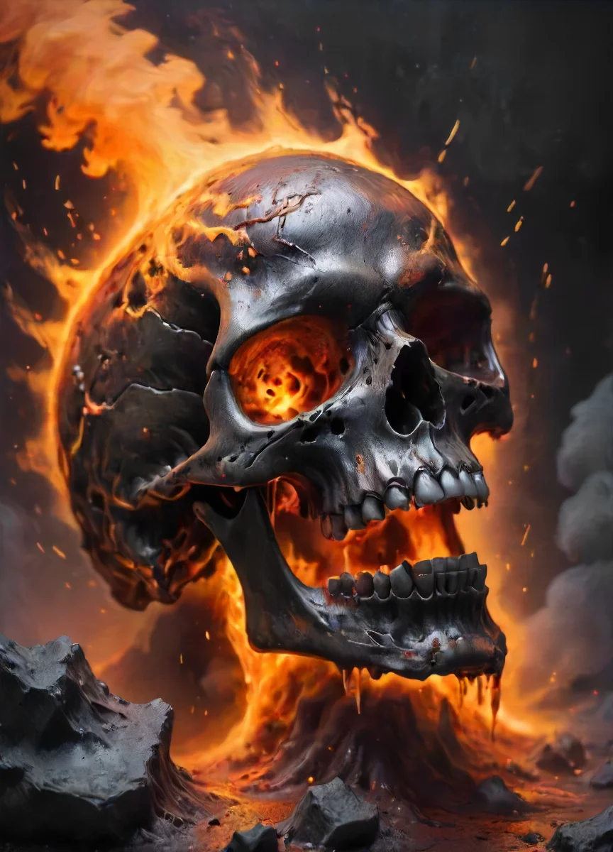 depiction of the most edgy and over the top looking (hot glowing:1.2) and steaming molten iron skull that is so edgy that it needs to be cooled down by (freezing liquid nitrogen rain:1.2), intricate, detailed, <lora:- SDXL - frzrenit_red_hot_nitro_V2.0:.8>