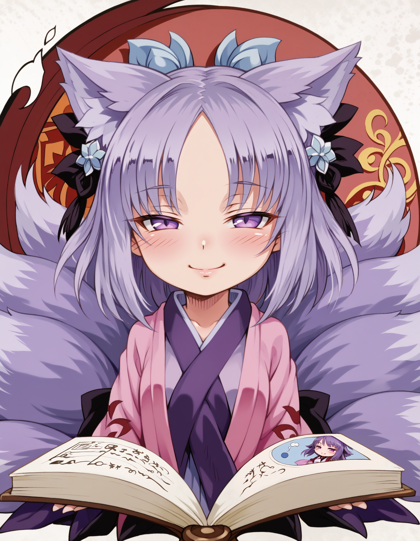 <lora:V5.1_retrain:1>
happy, apartment, from front, looking at viewer, portrait, chibi,
1girl, Inari, multiple tails, animal ears, <lora:mdastarou.pony:0.7> mdastarou