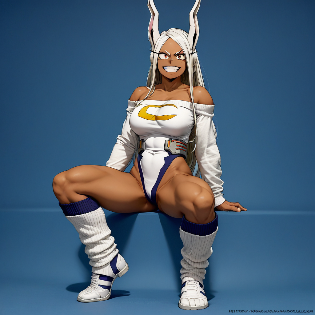 score_9, score_8_up, score_7_up, source_anime, pornstar, porn, pornography, realism, photorealism, dynamic, 1girl, retro_workoutwear, boku_no_hero_academia, my hero academia, Mirko, BREAK, MILF, large breasts, 25 year old female, Mirko\(my hero academia\), 1woman, dark-skinned_female, red eyes, smirk, sexy, horny, (white hair), white clothes, retro_workoutwear, 1980s_(style), aerobics, headband, off_shoulder, highleg_leotard, leg_warmers, thong_leotard, cropped_sweater, leg_warmers, sneakers, studio,