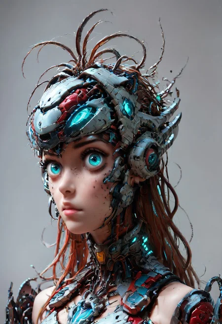 score_9, score_8_up, score_7_up, ,masterpiece, best quality, hyper-realistic, ultra-HD, intricate textures, evi@decrepPunk, kos-mos re xb2, portrait,