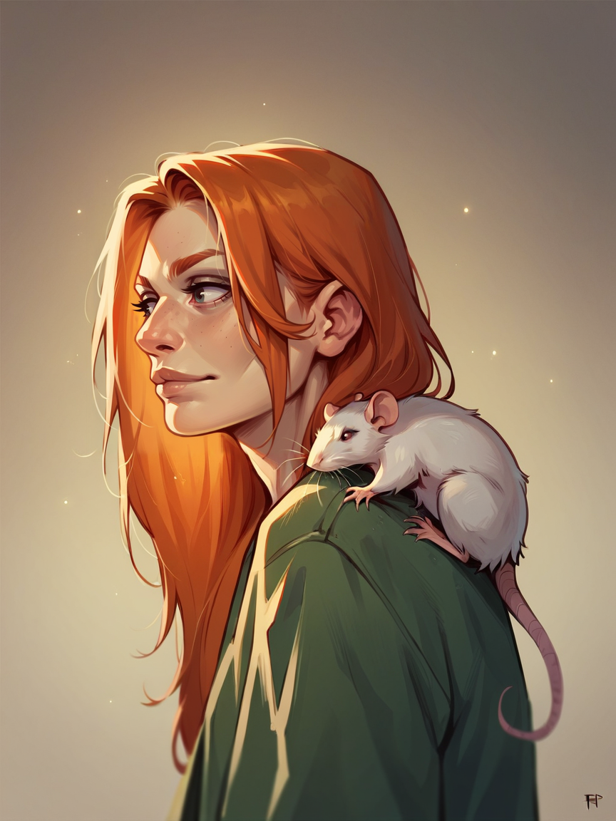 score_9, score_8_up, score_7_up, score_6_up, score_5_up,  <lora:onshoulderXLP:0.7> on shoulder, solo, rat, 1girl, ginger hair