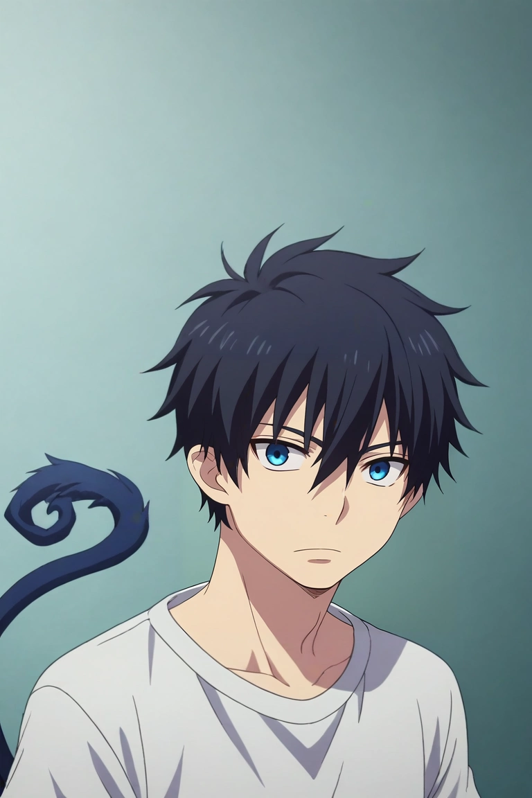 score_9, score_8_up, score_7_up, , rating_safe, intricate details, anime screencap, anime coloring, , , depth of field, 1boy, solo, male focus, <lora:rin_okumura_pony:0.74>, rin_okumura, black hair, blue eyes, short hair, hair between eyes, , tail, , , , <lora:sdxl_lightning_8step_lora:1>