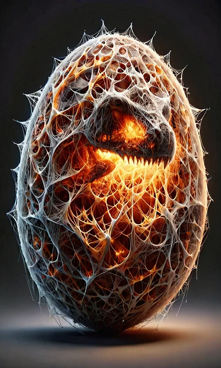 ais-cbwbs, portrait of a plasma energy tron dinosaur egg in the shape of a random geometric shape, made up of glowing electric plates and patterns, cinestill,<lora:Super_Cobwebs:1>