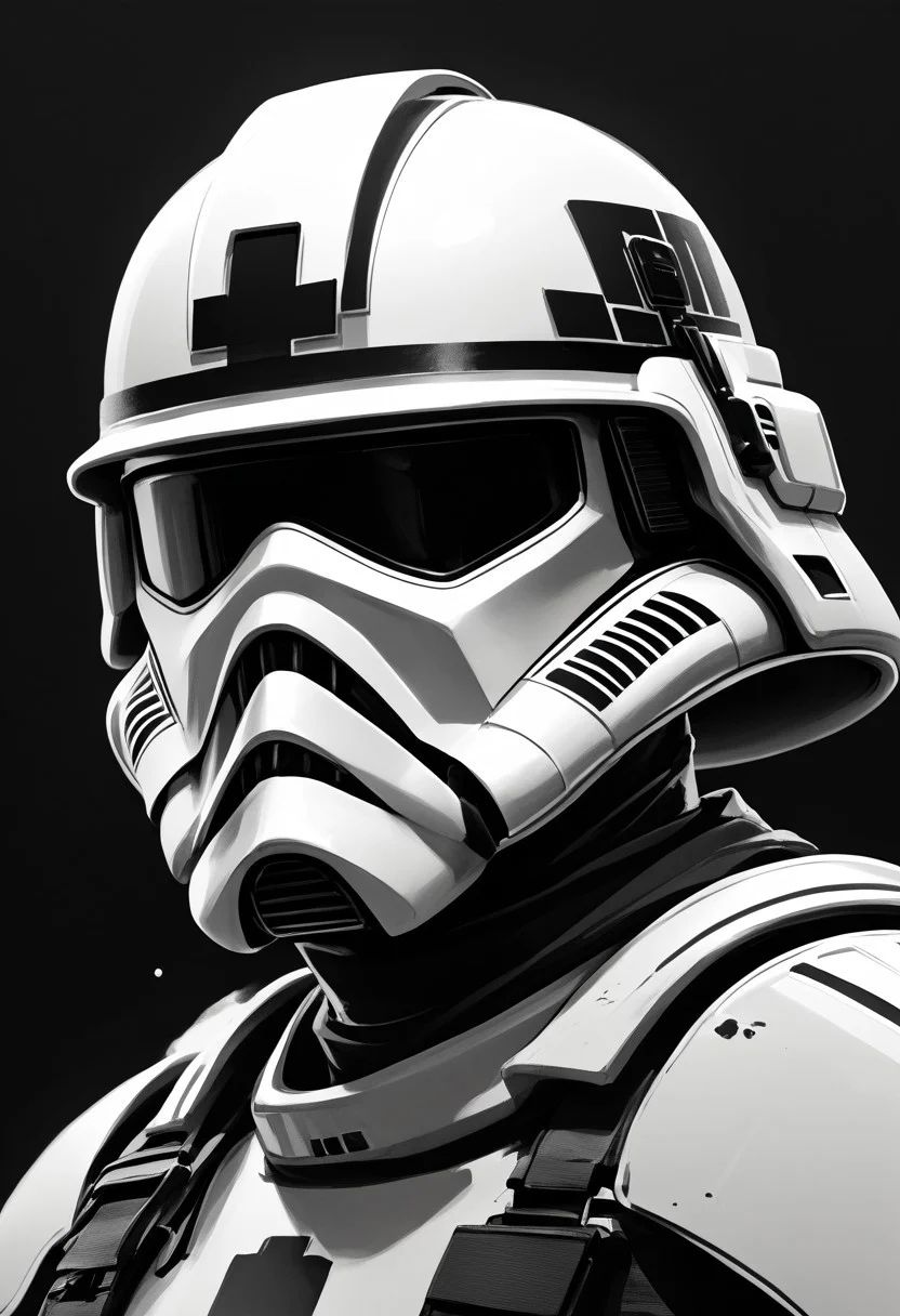 score_9, score_8_up, score_7_up, line drawing, portrait of stormtrooper <lora:StormTrooperE10:0.6>, armor, helmet, monochromemuse, monochrome, greyscale, ink splatter, black background