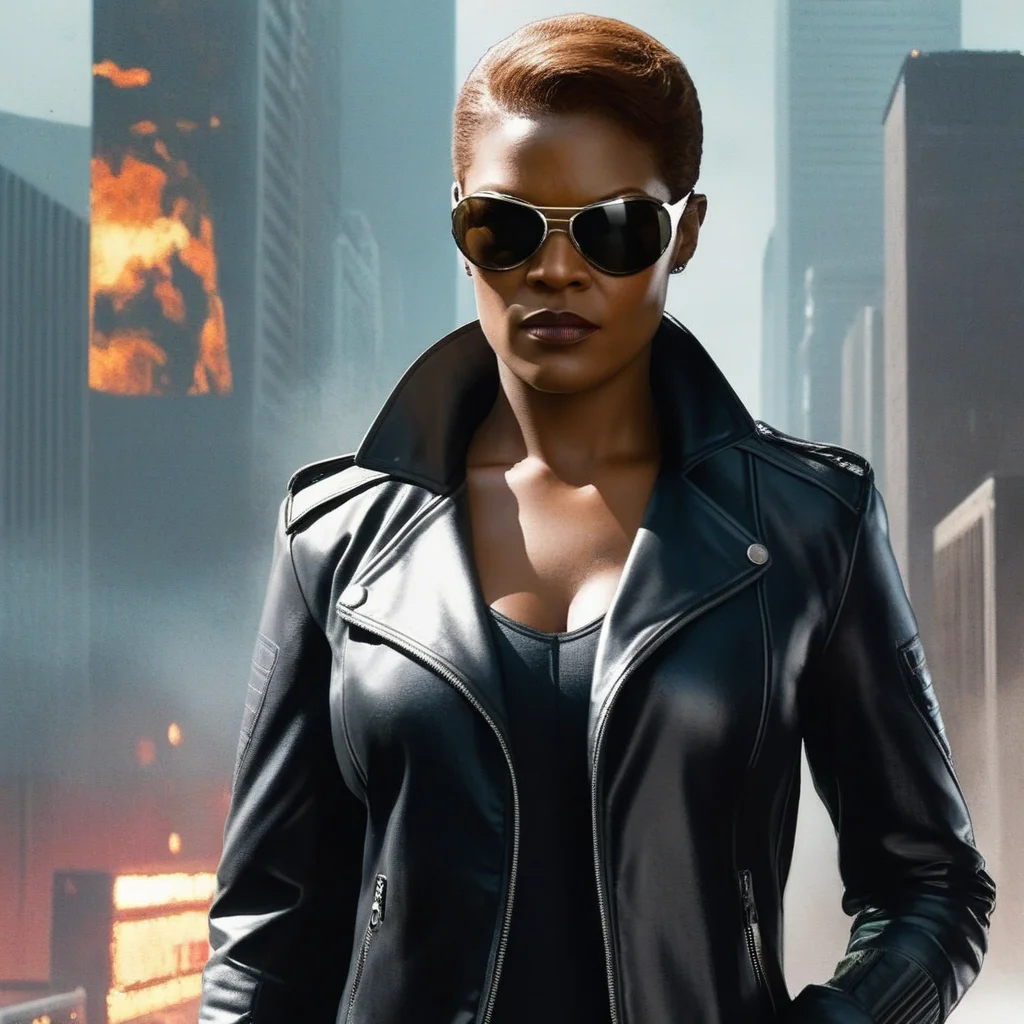 concept art of <lora:comic book magazine:1>
nick fury a woman in a black leather jacket and sunglasses comic book magazine style, digital artwork, illustrative, painterly, matte painting, highly detailed