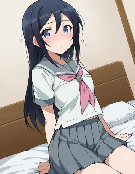 score_9, score_8_up, score_7_up, source_anime,
ayasearagaki, <lora:ayase-aragaki-s2-ponyxl-lora-nochekaiser:1>,
ayase aragaki, long hair, blue eyes, black hair, hair between eyes,
skirt, school uniform, serafuku, shirt, white shirt, grey sailor collar, grey skirt, pleated skirt, neckerchief, pink neckerchief,
indoors, bed, bed room, on side, blush, drunk,
looking at viewer, cowboy shot, solo, dutch angle,