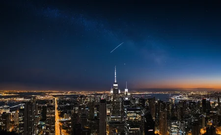 Architectural style <lora:Aurora-1:1>,aurora-1,space,aurora,night,night sky,sky,star \(sky\),starry \(sky\),shooting star,galaxy,milky way,city lights,moon,fireworks,city,planet,light particles,cityscape,cloud,snowing,skyline,skyscarper,constellation,scenery,, back view, half body photo of a prompt . ,standing, posing, perfect interior . Clean lines, geometric shapes, minimalist, modern, architectural drawing, highly detailed