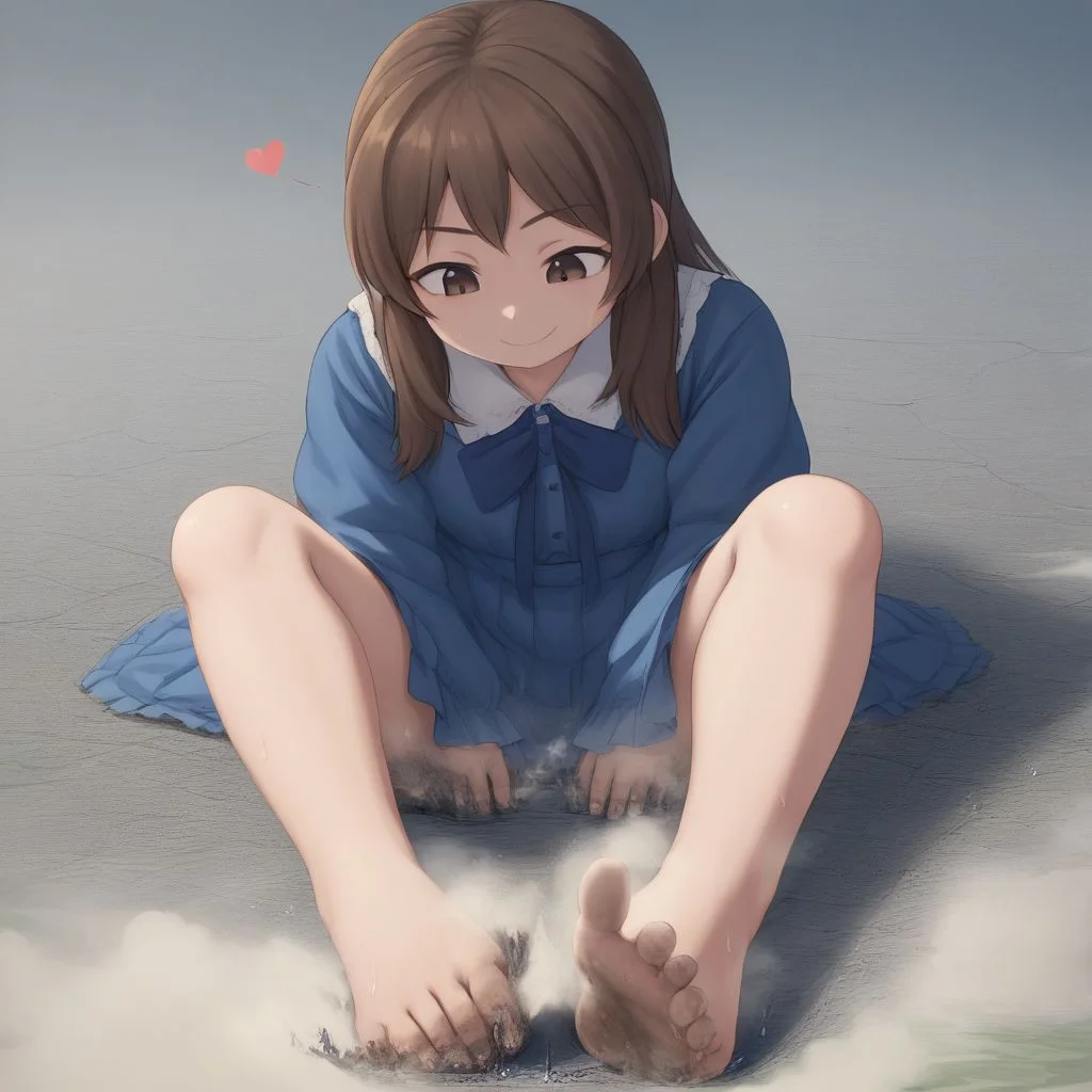 score_9, score_8_up, score_7_up, score_6_up, macro, giga macro, giantess,( 1girl, full body:1.5), solo, solo focus,
(tcbnarisu_AA,tachibana arisu, brown hair, brown eyes, long hair, bangs , blue dress, hair bow, bare legs, barefoot, looking down, sweating:1.3),
(cute female, love:1.5), (smile, smug, smug smile:1.3), 1girl, perfect feet, feet, looking down, long fingernails, long toenails, (sweat, sweaty, very sweaty, sweaty foot, steam:1.4), (bare legs, barefoot, dirty feet, floating hearts:1.3), toes, (sitting legs together, legs together, from above, spread legs:1.4),
extreme detail, realistic, realism, masterpiece, perfect lighting, bloom, cinematic lighting, highres, (ultra realistic, 32k, masterpiece:1.2), (high detailed skin:1.1), (high quality:1.1), bokeh, luminescent background,
sunny blue sky background, destruction, landscape, cities, mass destruction, trail of destruction,