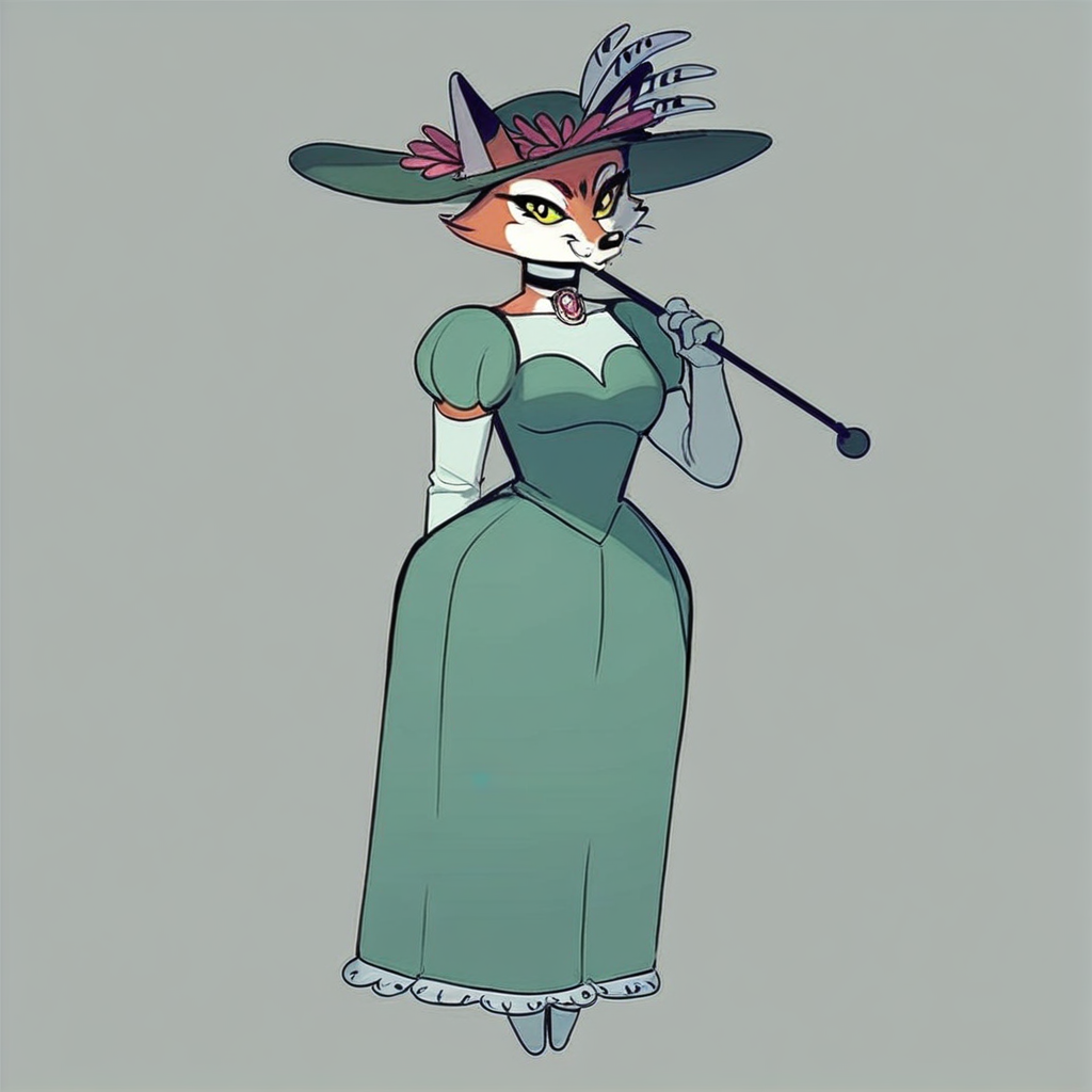 score_9,score_8,score_7,source_furry, 1girl animal ears cat choker colored sclera dress elbow gloves flower full body furry furry female gloves green dress hat hat flower holding holding umbrella jewelry looking at viewer parasol puffy sleeves smile solo umbrella yellow eyes yellow sclera june_way june_way_uwe fox girl fanart