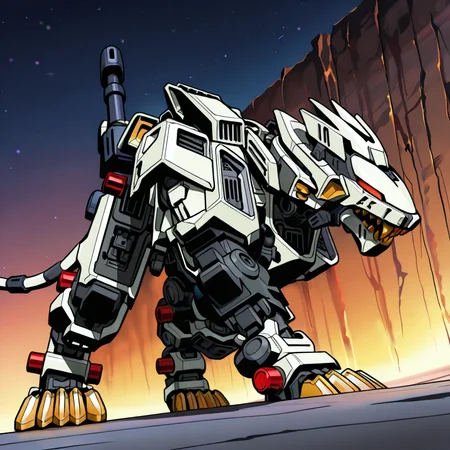 (masterpiece, best quality, amazing quality, very aesthetic, absurdres, newest,),(solo),retro anime,
(<lora:Liger_Zero:1>,liger zero, feral, furry,armor,),
