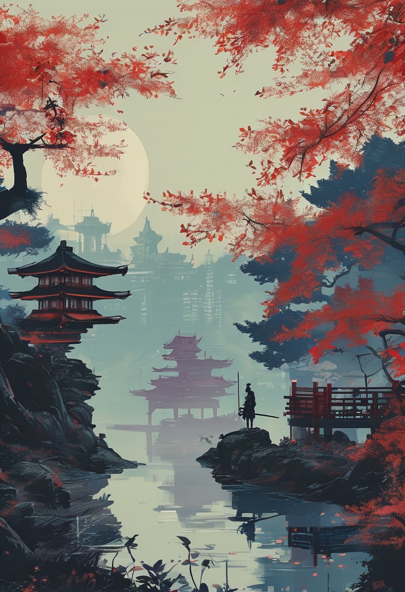 linquivera,  Ink illustration, (anime:0.5), brown tones, aged black red paper,Acer japonicum, inkpunk, surreal,  (at a distance), Will-o'-the-wisp, The city is in the background,moonlit, lonely, solitude, windy, tall trees, samurai sword fight, OverallDetail,Bonsai, bamboo grove,extremely detailed, UHD,(long exposure ,Radiant licorice, Red Japanese maples,dystopian but extremely beautiful:1.4),<lora:- SDXL - letitflrsh_let_it_flourish_V1.0:0.8> ,<lora:Cute_Collectible:1>, <lora:XL_boss_battle:0.6>  <lora:add-detail-xl:1>,  <lora:Concept Art Twilight Style SDXL_LoRA_Pony Diffusion V6 XL:1>,  <lora:MJ52:1>,CyberCity, (blue:1.3)，（red:1.4）,（yellow:1.2）,(harbor:1.3), (ship:1.2), neon lights, scenery, chinese_building, outdoors, road, night, sign, street, riot police, criminals,(bird eye view:1.2),
