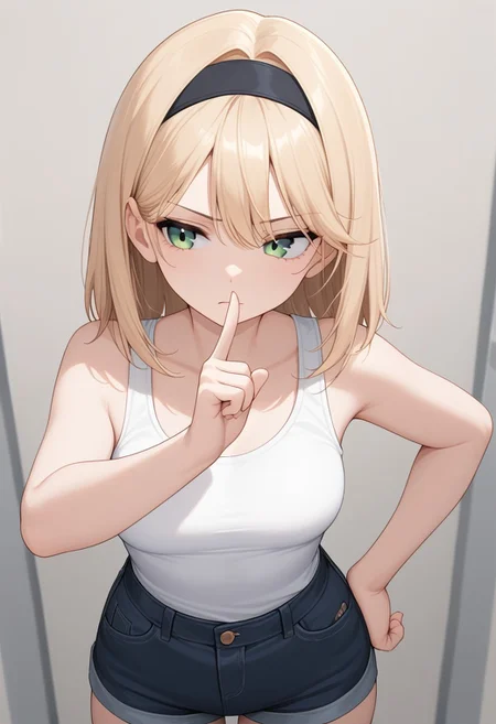 score_9, CassiaChan, looking at veiwer, hand on hip, wagging finger,