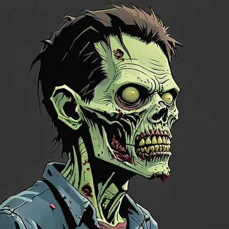 <lora:Everly_Heights_Character_Maker_Pony_XL:1> Side profile, a zombie