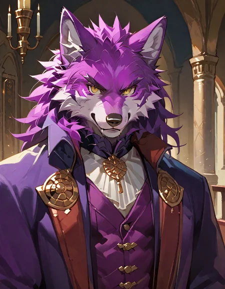 score_9, score_8_up, score_7_up, source_anime, (wolf man), furry body, purple fur, (dressed in Ghagra), character portrait, upper body, rating_safe, <lora:Anime_Furry_Style:1>