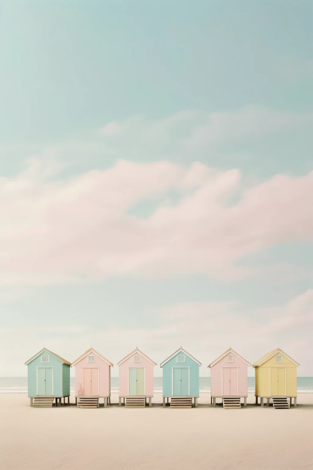 <lora:Akos Major style:1>Akos Major style - Imagine a scene right out of a Wes Anderson film, set on a quaint summer beach. Shot on a Canon EOS 5D Mark IV with a 35mm lens, the image is composed with Anderson's signature symmetrical style and pastel color palette. The frame is neatly divided by the horizon line, with pale, sandy beach below and a clear, turquoise sky above. The beach huts, painted in pastel pinks, blues, and yellows, line the shore, each with its own character, yet perfectly spaced for harmonious symmetry. The people are few and subtly staged, each engaging in whimsical beach activities that hint at unique, unspoken narratives. A striped beach umbrella, impeccably centered, anchors the scene, its bold lines contrasting with the softness of the environment. The bright, uniform lighting, achieved through meticulous post-production work, ensures no shadows disrupt the harmonious color scheme. The beach scene is not just a place, but a charming diorama of characters and colors, frozen in a moment of summertime bliss, as seen through the idiosyncratic lens of Wes Anderson