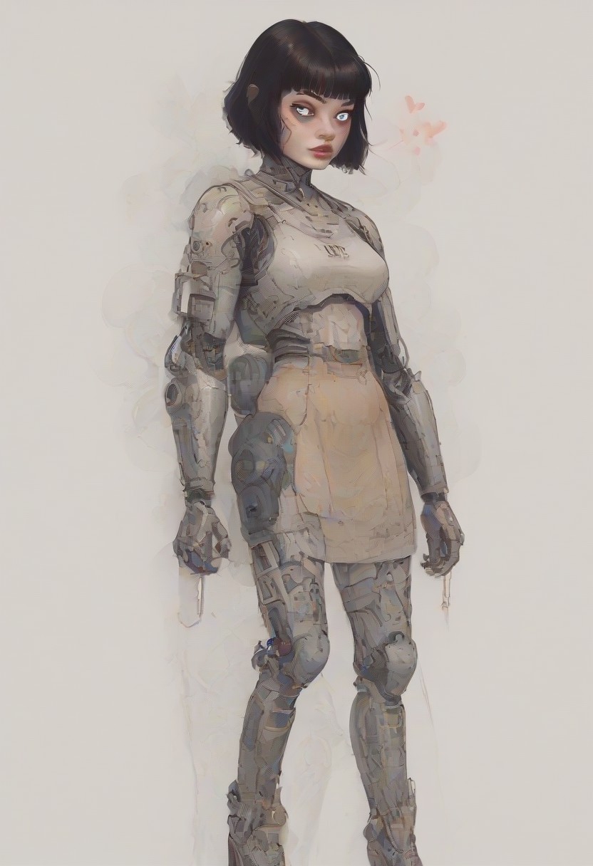 score_9,score_8_up,score_7_up,score_6_up,score_5_up,score_4_up, full body, tomie kawakami, standing in lost city, solo,female focus,looking at the spectator,(Heart-shaped face, dark blue eyes, plump lips, short bob-cut dark brown hair, 5'6", 125 lbs, medium breasts, narrow waist, slender figure, a star tattoo on the ankle, pale skin, angular jawline, and slightly upturned nose.:1.3),(A gold lace bra paired with a black puffy mini skirt, and finished with bold gold high heels on a platform, featuring exquisite lace designs and a skirt made of rich velvet fabric, providing a luxurious and captivating look.:1.3),(plain contrasting background:1.3),(full-length:1.5),hands,Perfect hand,Perfect feet,Perfect eyes,cyb0rg,science fiction,cable,mechanical parts, stunted dark city background , horror, scary city,<lora:feet v3:1>,<lora:hand 4:1>,<lora:PerfectEyesXL:1>,zPDXL2,zPDXLpg,<lora:cyb0rgXLP:0.8>,<lora:add-detail-xl:1>,<lora:DP-Pony:1>,p33rs,<lora:incase-ilff-v3-4:0.2>,