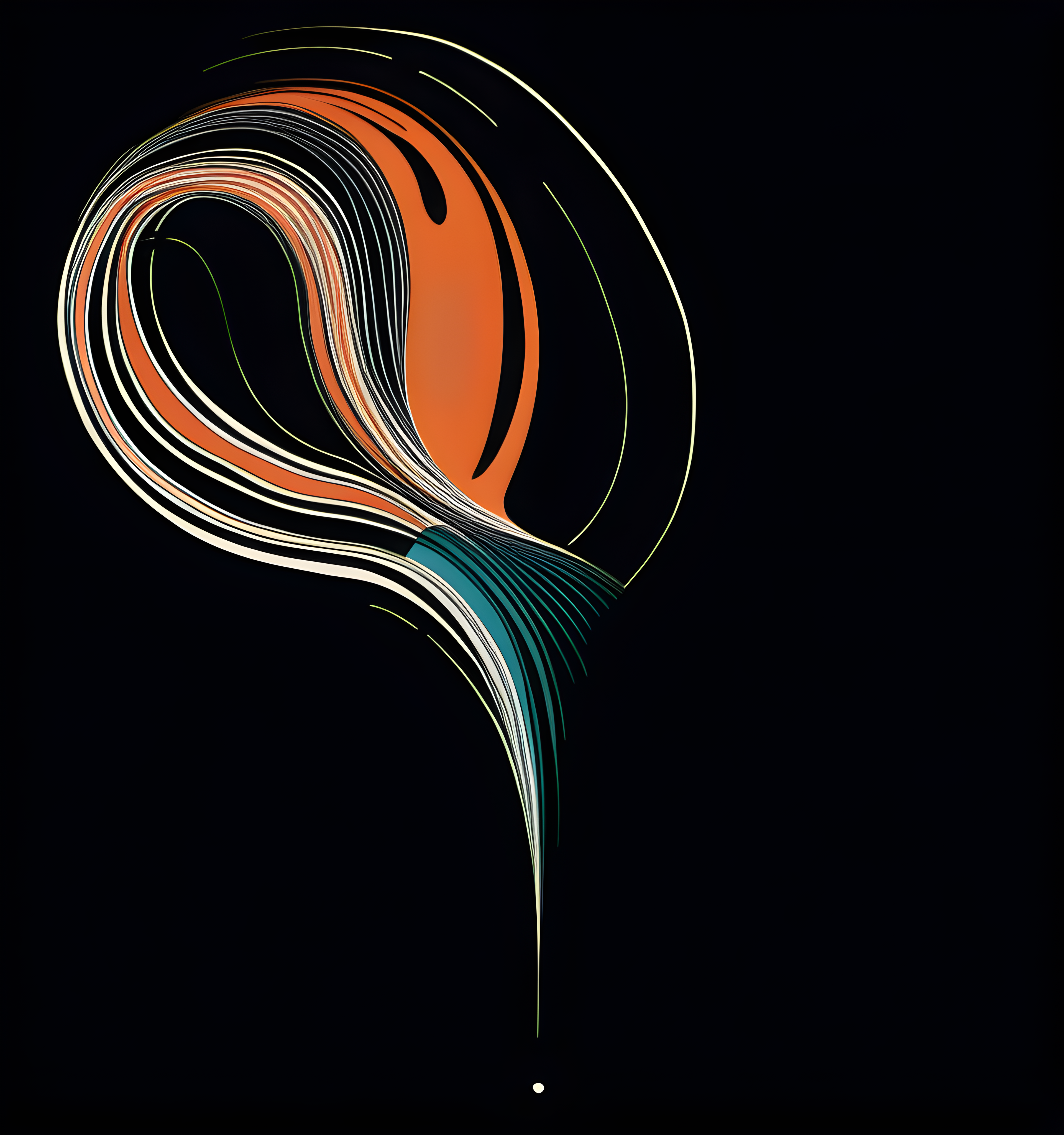 Giclee spot color graphic print, museum quality art, contemporary art,  horizontal waveformprinted thin lines, solid matte black background, analogous color theme, desaturated color, perfect composition, ultra minimal, thin even lines, thematically dark, 8K, cinematic clarity