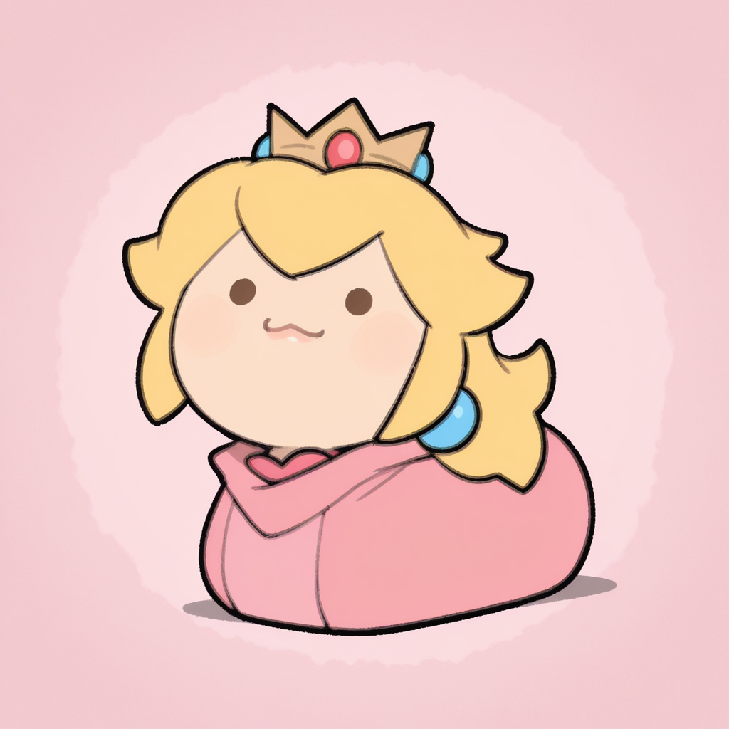 no humans, solo, <lora:TemmieChang_v5:0.9> tmchng,
Princess Peach, blonde hair, long hair,  submissive,
loaf, :3, . ., solid circle eyes, hoodie, extremely detailed, highres, masterpiece, best quality