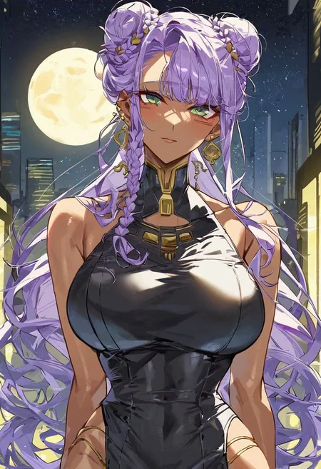 score_9_up, score_8_up, score_7_up, very detailed,
1girl, tanned skin, Indian woman, gold piercings, indian make up, black hair, purple hair, light green hair, light blue hair, multicolour hair, moon goddess, flowing teal gown, high necked gown, fully covered breasts, covered chest, tight dress, impressive hair, braided hair, hair bun, fancy hair, night time, solo focus on female face, portrait shot, from stomach up, stylised, cyberpunk building in background, detailed face, best detail, (best quality:1.5), masterpiece, (high resolution:1.5)
ng_deepnegative_v1_75t, OverallDetail, , Expressiveh