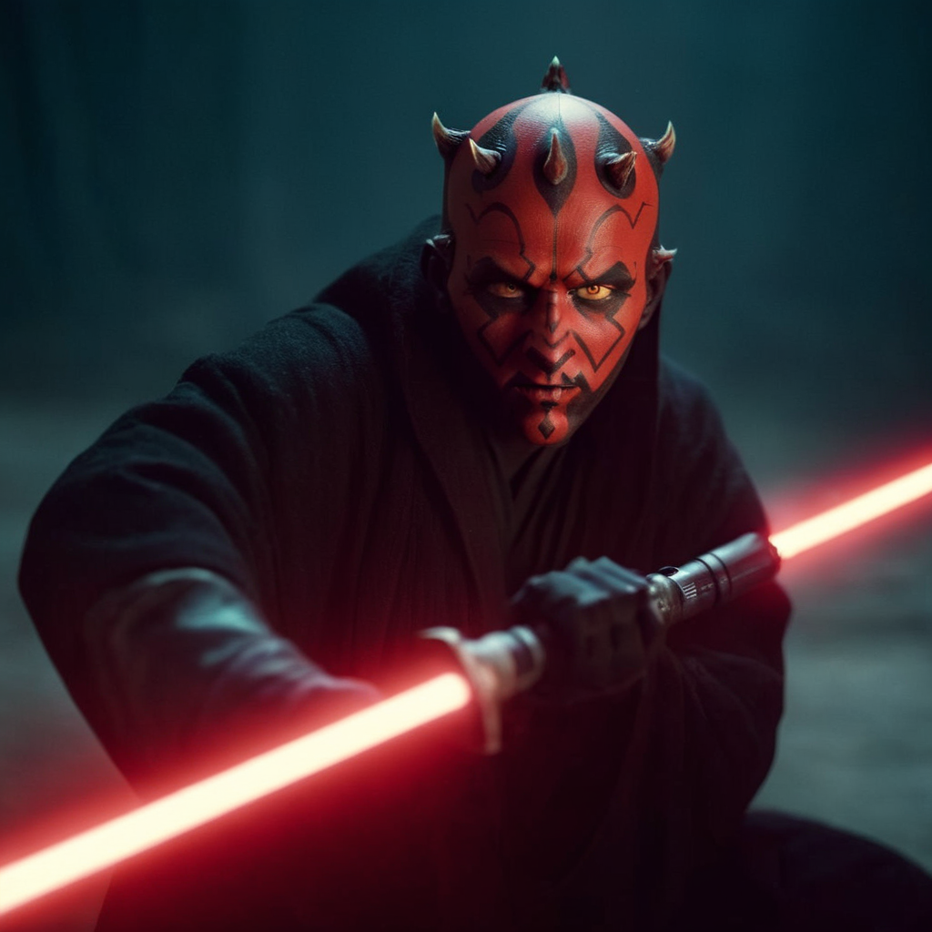 cinematic film still of  <lora:Darth Maul:1.2>
Darth Maul a man with half body and a red face holding a light saber in star wars universe, shallow depth of field, vignette, highly detailed, high budget, bokeh, cinemascope, moody, epic, gorgeous, film grain, grainy