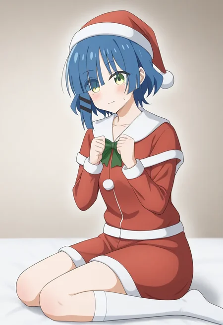 yamada ryo bocchi the rock! 1girl solo, santa costume 
 <lora:br_test:1>