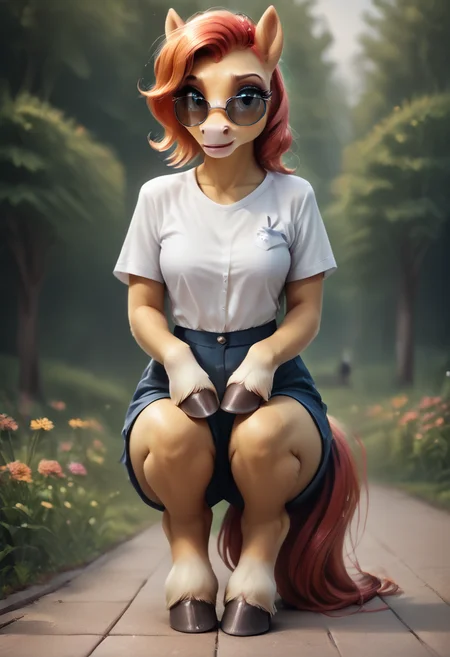 score_9, score_8_up, score_7_up, score_6_up, score_5_up, score_4_up score_9,score_8_up, (hooves), anthro pony, pony girl walks through the park, dressed in shorts and a T-shirt, sunglasses, dynamic scene, professional photo <lora:add-detail-xl:0.8> <lora:hoooooooofy:0.8>