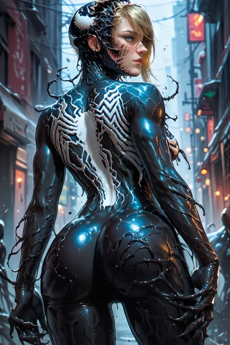 score_9, score_8_up, score_7_up, score_6_up, Solo, (Samus Aran, blue eyes), (shevenom-samus),  (Detailed face),  wearing venom suit, (detailed symbiote suit texture),   ((Girl struggle, trying to take off venom symbiote from her skin)), web,  <lora:add-detail-xl:1> <lora:Perfect Hands v2:1>   <lora:Concept_Venom_AssimilationTransformationCorruption_-_PDXL:0.7>  <lora:SymbioteWomen_for_PonyXL:0.7>