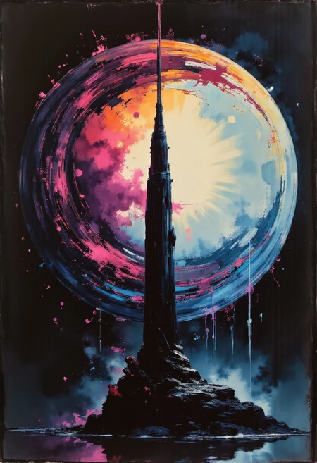 detailed photorealistic image, holographic glitched projection forming a rough shape of a woman in front of twinned obelisk forming a circle warp portal to another dimension, in a jungle, night, dark contrast ,(oil painting), in (ukiyo-e style:0.8), (by Edgar Degas:1.1), (by Pierre-Auguste Renoir:0.7), (by Claude Monet), (by Vincent Van Gough:1.2) , directional lighting, masterpiece, perfect composition, <lora:ARTifacts:0.8> , gl1tchc0re, glitch, abstract glitch,