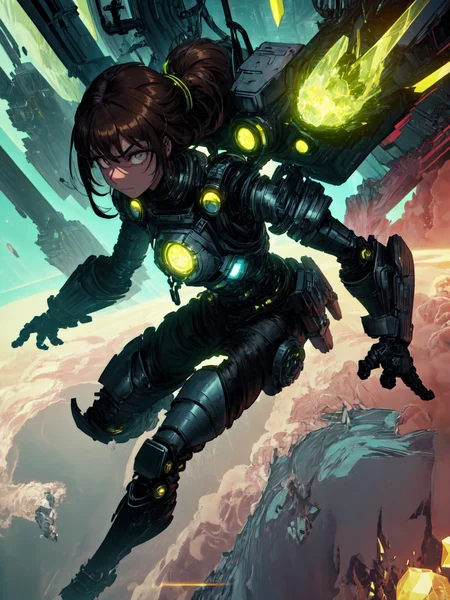 <lora:add_detail:0.25>, (1girl, solo, adult female, mature female), <lora:detailed_eyes:1>, <lora:concept_goodHands:1>, brown hair, layered hair, grey eyes,
<lora:style_uraniumTech_(uraniumtech--radiation--scifi--nuclear--transparent):0.9>, uraniumtech power armor, scifi, radiation armor, (uraniumtech armor, nuclear armor), glowing armor, uraniumtech jetpack, flying, in the air, bent legs, jet propulsion, uraniumtech crystals,
