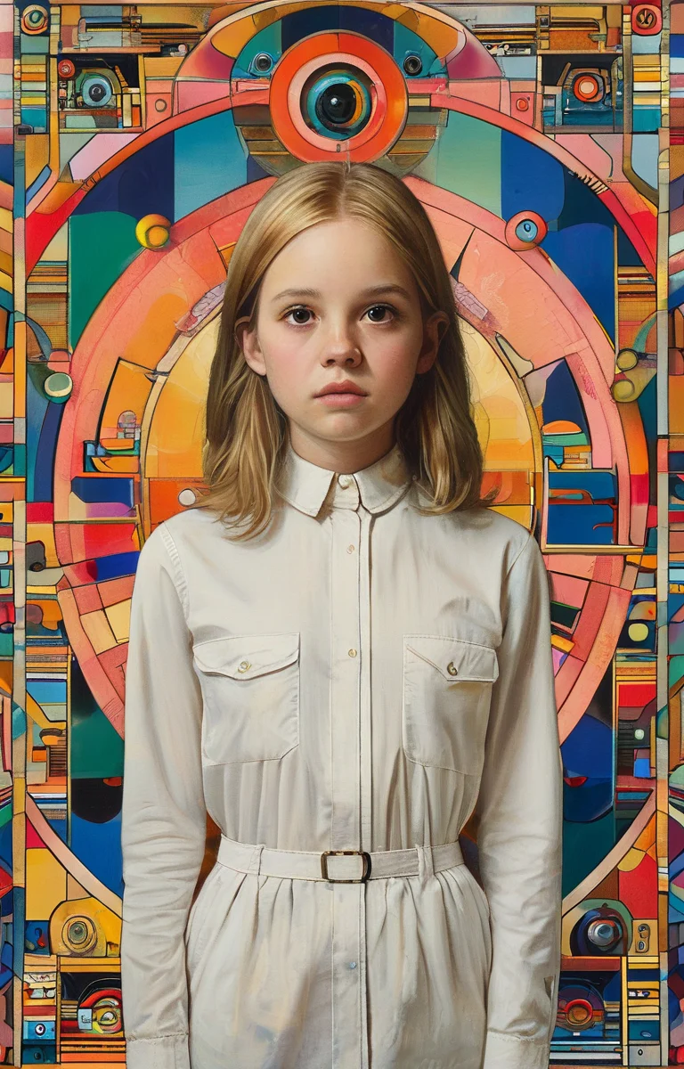 masterpiece,best quality,<lora:tbh147-sdxl:1>,illustration,style of Paul Laffoley tech genius teenage girl