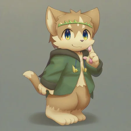 lv1rubili, zPDXL2, furry, anthro, cute, kemono, male focus, solo, score_9, score_8_up, male, full body, digital art, highly detailed, lv1rubili, full body, smile face, looking at viewer, standing to viewer, full view, cat
