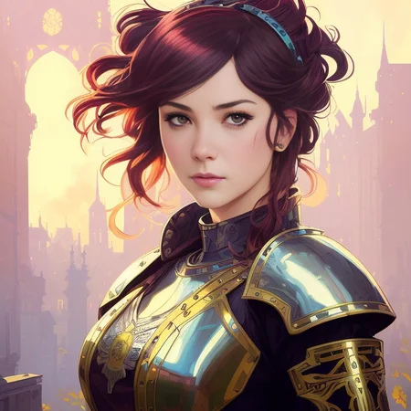 (Gorgeous Digital Artwork:1.3) of (Ultrarealistic:1.3),(Embarrassing:1.3) (nvinkpunk,kuvshinov:1.2),dreamlikeart,samdoesart,modelshoot style, a female Knights wear a medieval plat armor,close-up,upper body, unreal engin 5,octane render,(2D:1.2), limited palette flat color, digital painting, artstation, concept art, smooth, sharp focus,art by ross tran and greg rutkowski and alphonse Mucha and Bak Karol, (digital painting:1.16), soft lighting, nvinkpunk,kuvshinov,(dreamlikeart,samdoesart,modelshoot style, :1.2),CGSociety,ArtStation,(__Hyperrealism:1.3),(__Photorealism:1.3),(__Ukiyo-E:1.3),(CMYK Colors:0.5),fantasy art by Greg Rutkowski and Alphonse Mucha! ArtstationHQ, painting with Vivid color of field, High contrast!, hyper realism, intricate detailed photorealistic portrait photograph. dystopian medieval castle scape background 8k resolution conceptartworld trending award winning photography vivid colors ultrahd hdr shot superrealism creepy atmospheric lighting contest