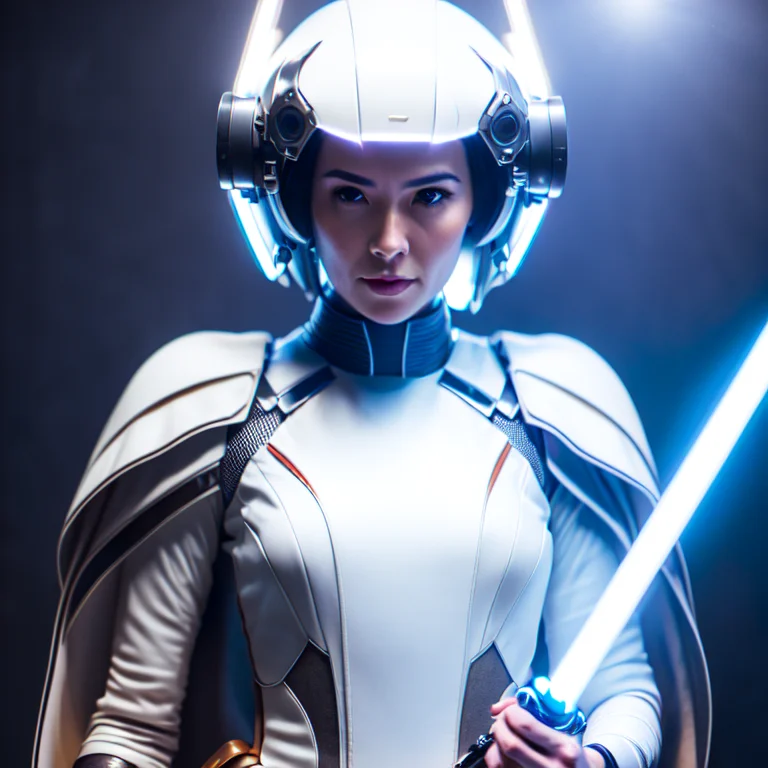 photo, woman with a sci - fi outfit holding a light saber (ghostshell style:1)  <lora:djzGhostShellV21:0.8>