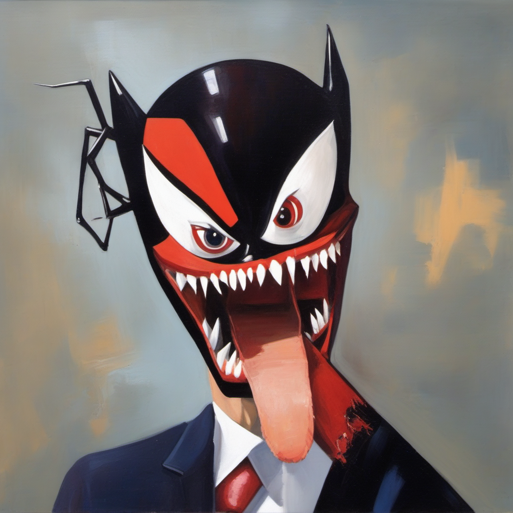 painting of Spiderman with sharp teeth, George Condo Style, horror(theme),   <lora:MBTDF xl:0.9>